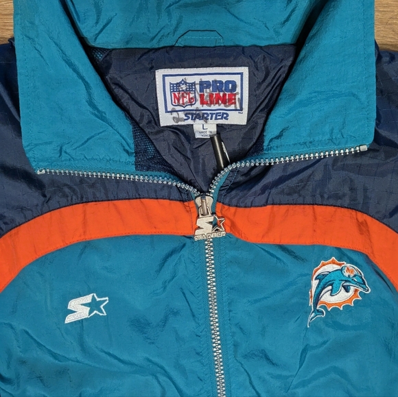 NFL Miami Dolphins Vintage Starter Jacket Hooded Windbreaker Pro Line Mens L VTG - Picture 3 of 3
